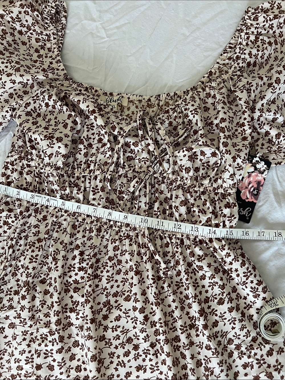 Blush-Cream & Beige Floral Smocked Maxi Dress. Cottagecore Coquette Feminine NWT - Picture 7 of 9